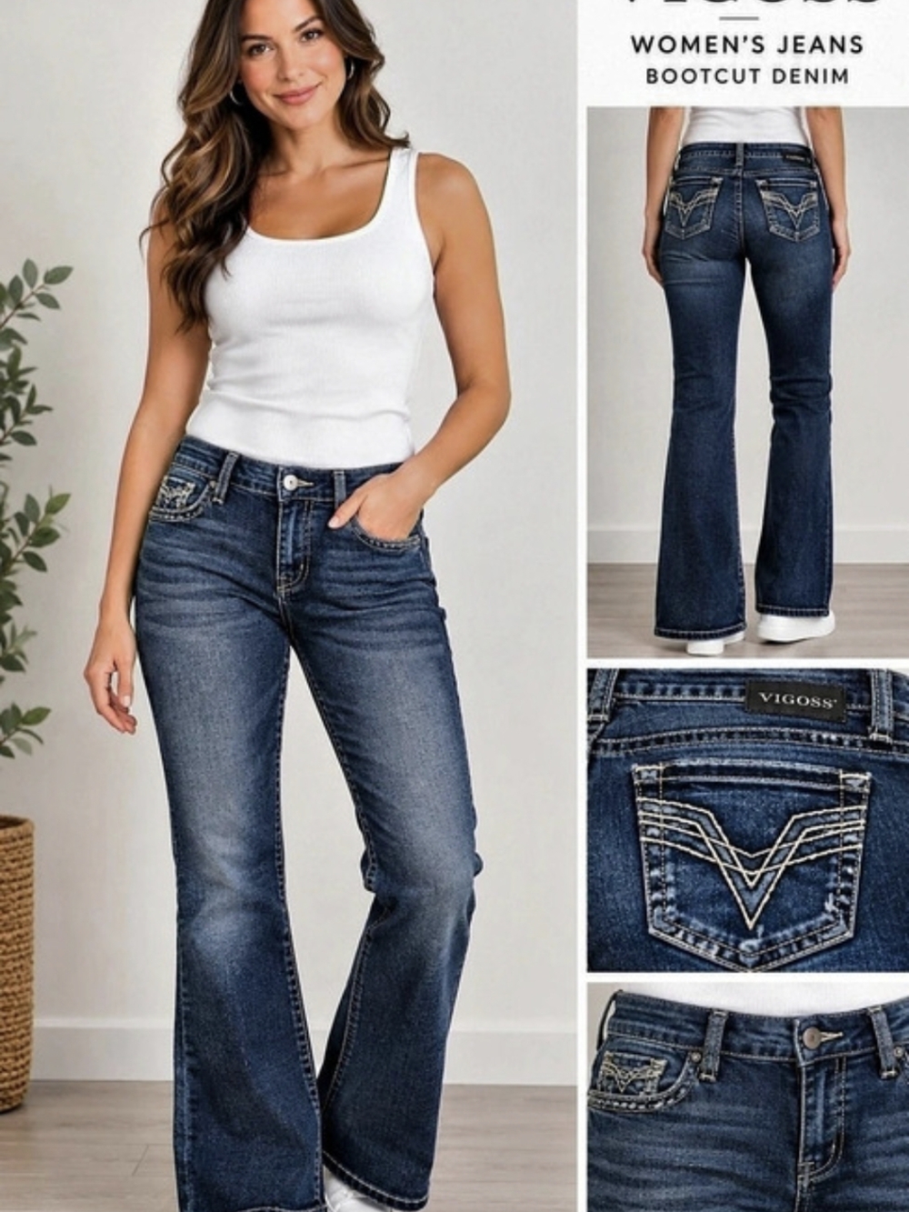 Vigoss Fit/Bootcut Jeans in Blue Elastic Waistband Size 13